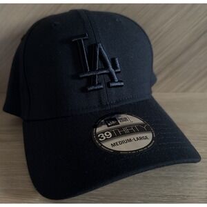 New Era Los Angeles Dodgers‎ 39Thirty Hat Cap Black, Size Medium/ Large MLB
